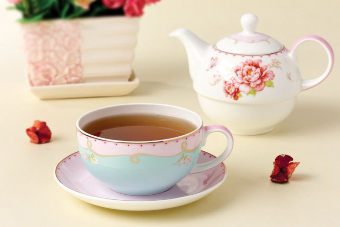 Tea for One Teapot Set with CUP /SAUCER Bloom Pink Rose New Bone China