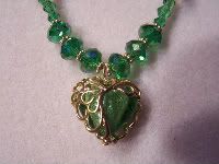 Green Crystal Heart Necklace and Earring Set