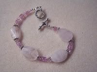 Pink Breast Cancer Agate & Crystal  Bracelet
