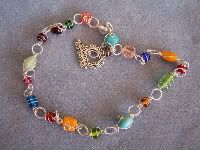 Wire Wrapped Glass Bead Necklace