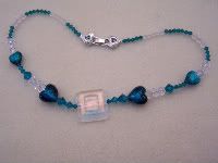 Teal Crystal & Square Dichroic Glass Necklace
