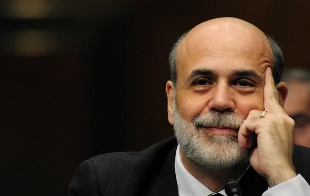 Chairman Bernanke looking smug in front of Congress
