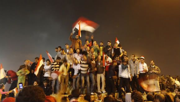 Egyptians emerge triumph when Hosni Mubarak stepped down as President.
