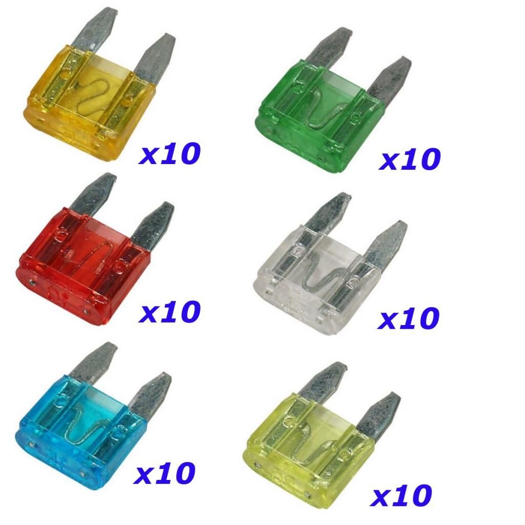60 x Assorted automotive MINI Blade Fuses 530 AMP car van bike truck fuse set eBay