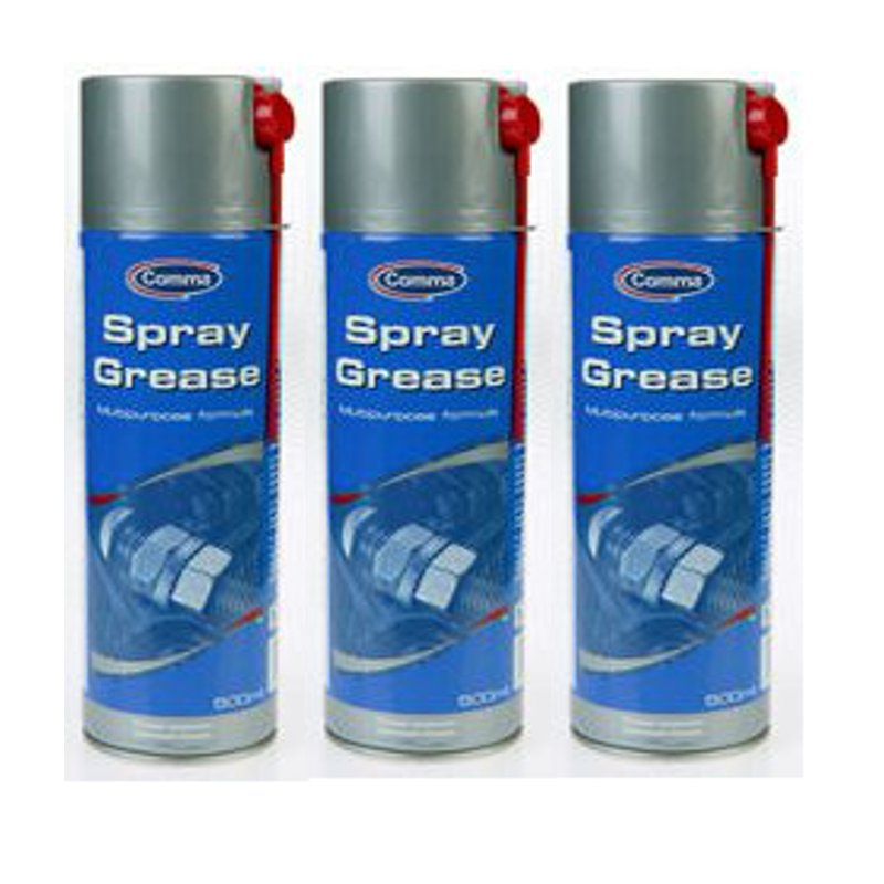 3 x Comma Spray Grease Large 500ml General Multi Purpose Lube towing