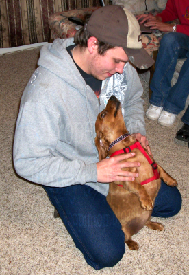 Tim rubbing his wiener, I mean Dixie