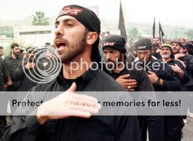 Hezbollah militants gathered for a procession in Southern Lebanon, 1998.