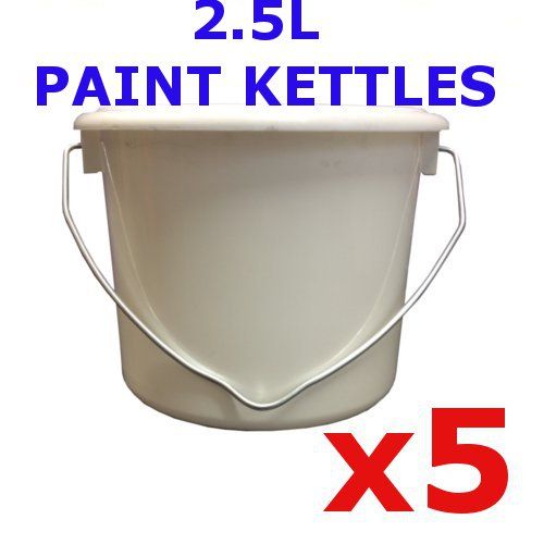5 x 2.5 Litre Plastic paint kettles, paint kettle, 2.5L painting pots