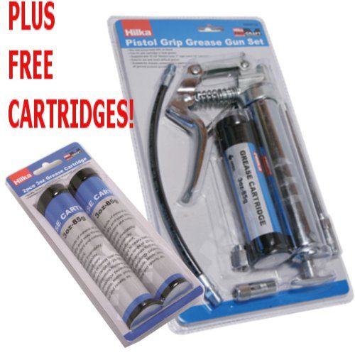 Hilka Pistol grip one handed grease gun with 3 x grease cartridges
