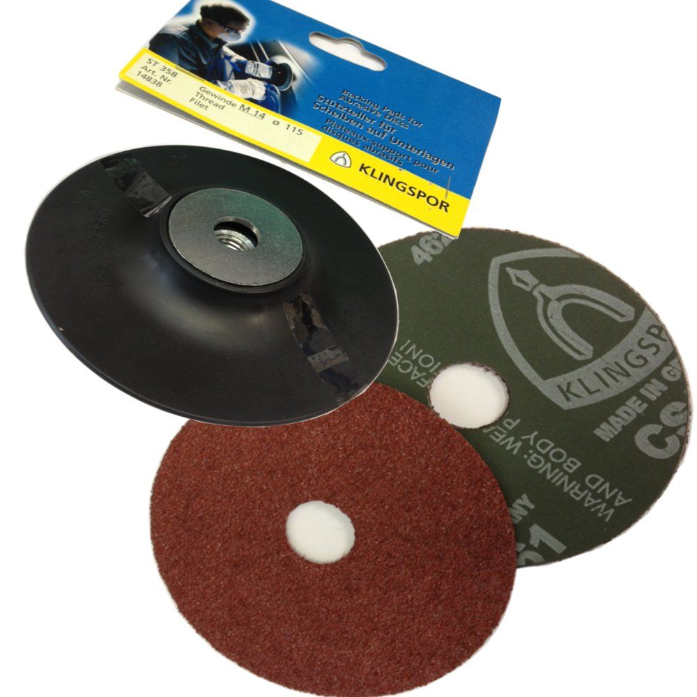 Klingspor 115mm Fibre discs with backing pad, professional sanding ...