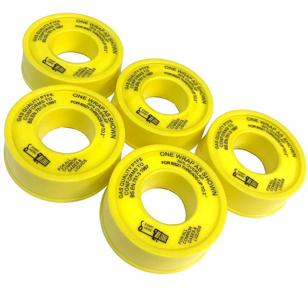 PTFE THREAD SEAL TAPE FOR GAS 12MM X 5M PACK OF 10