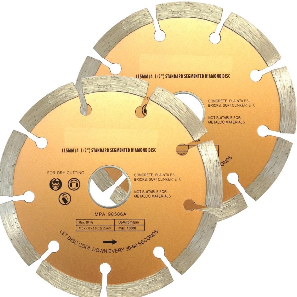 (2 Discs) 115mm Segmented Diamond Cutting Disc for angle grinder 4.5