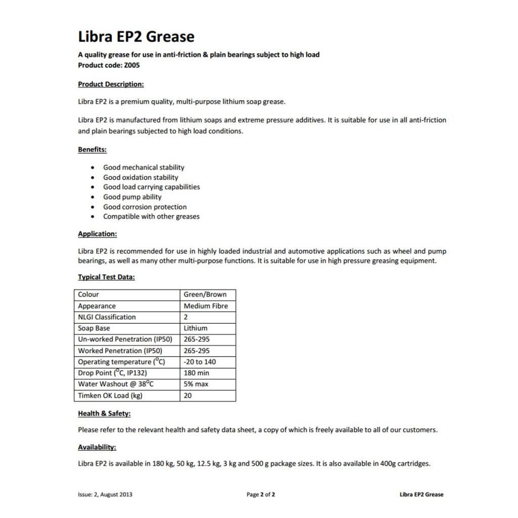 12.5KG Exol Premium EP2 Lithium multi purpose grease, extreme pressure